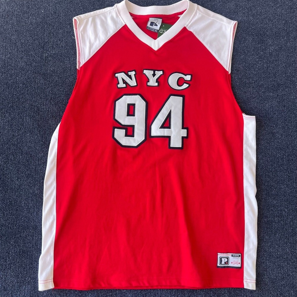 PJ‎ Mark Absolute NYC 94 Jersey Sleeveless Basketball Top XL Red White